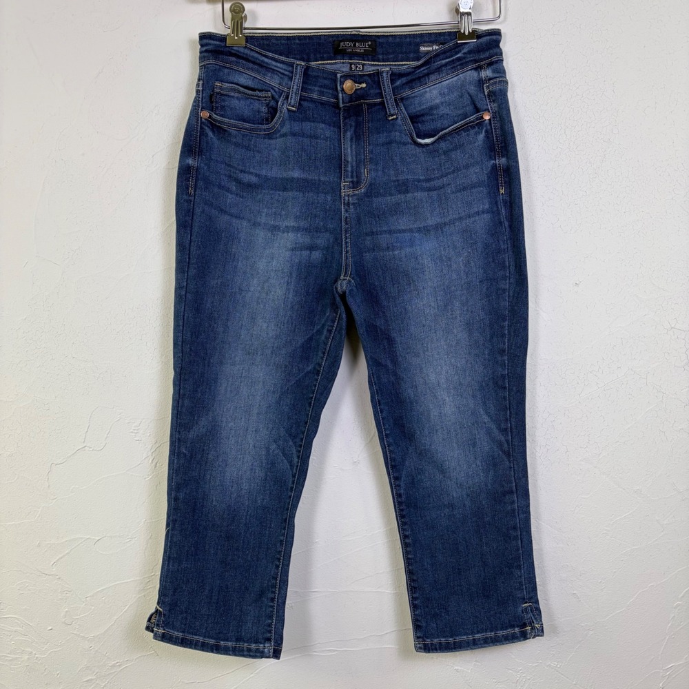 Judy Blue Skinny Fit Capri Jeans Women 9 29 Dark Wash Stretch Denim Casual